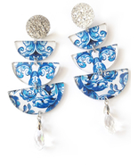 Blue Floral Earrings, Blue Florentine, Blue Earrings, Big Blue Earrings,... - £22.35 GBP+