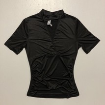 No Boundaries Juniors Short Sleeve Silk Stretch Black Blouse Top size S - $5.89