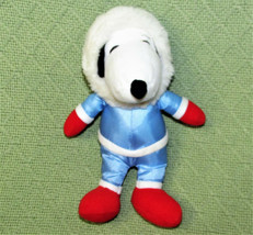 8&quot; Snoopy Rattle Plush Baby Toy Peanuts Gang Stuffed Animal Winter Blue Red - £12.32 GBP