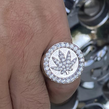 1CT Round Lab-Created Diamond Marijuana Engagement Ring 14K White Gold Plated - £125.40 GBP