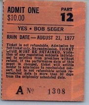 Vintage Yes Bob Seger J.Geils Ticket Stub August 21 1977 Buffalo New York - $44.54