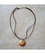 Natural Scallop Seashell Pendant Necklace Handmade Jewelry Brown Double-... - £11.03 GBP