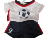Build A Bear Workshop Soccer Uniform Set on Hanger Red, Navy &amp; White - $11.87