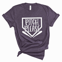 Custom Funny Pitch Please Baseball Mom Heathered Unisex Bella Canvas T Shirt - £11.84 GBP+