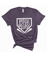 Custom Funny Pitch Please Baseball Mom Heathered Unisex Bella Canvas T S... - £11.91 GBP+