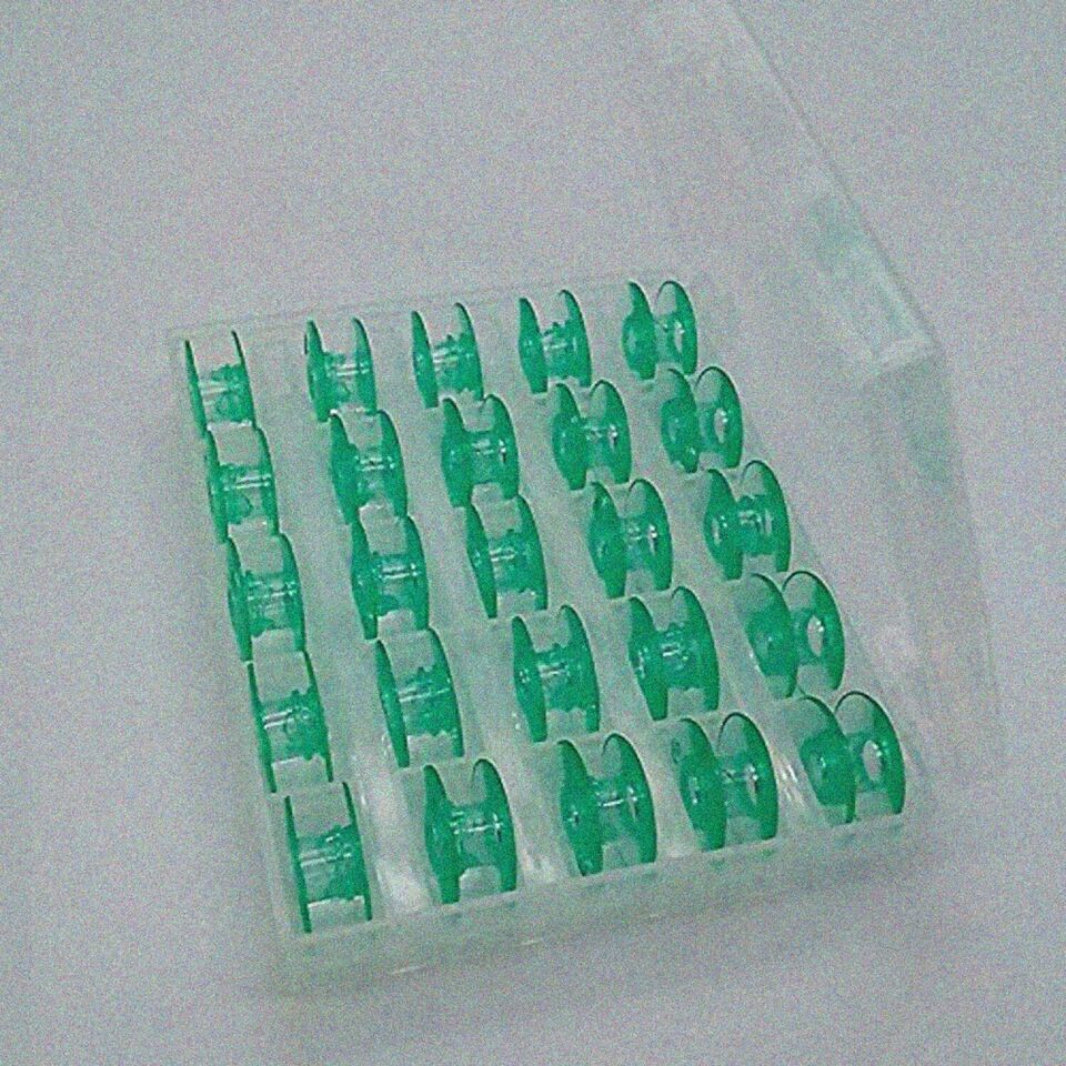 VikingSew Green Bobbin Box - 25 Plastic Bobbins for Husqvarna Machines - $16.78