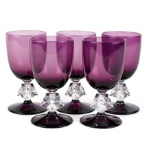 Bryce Amethyst Aquarius Wine Glasses Set 5, Crystal Stem, Purple Foot &amp; ... - $75.00