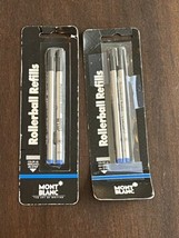 2x Montblanc Authentic Rollerball Pen Refill 2 Pack Medium Blue NEW 163 - £25.44 GBP