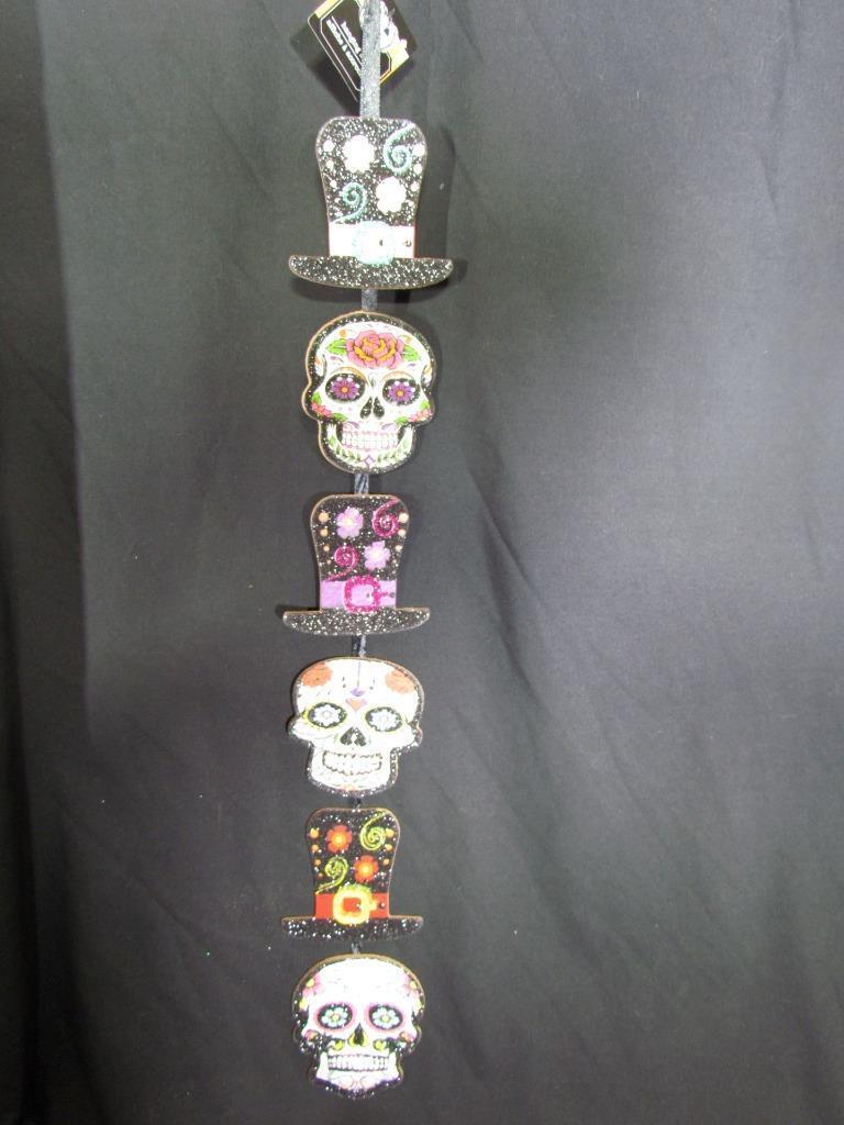 NWT Day of the Dead Sugar Skull Hanging Wall Door Sign, 4&quot;X25&quot; Hanging Sign - $12.34