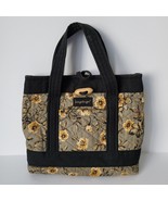 Longaberger Homestead Quilted Tote Purse Khaki Gold/Yellow Flowers Black... - £10.99 GBP