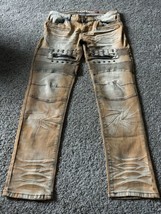 Lion Dynasty Jeans Mens Denim Grunge Moto Riding Hip Hop Studded Slim Si... - $26.17