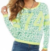 Womens Sweater Juicy Couture Green Leopard #74 Metallic Long Sleeve $54 NEW- XS - £19.47 GBP