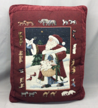 Santa Throw Pillow Tapestry Noahs Ark 2x2 Animals Rabbits Coco Dowley De... - £20.67 GBP