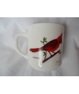 Vintage Milk Glass Coffee/Tea Cup-Mug France with Birds Cardinal, Blue Jay  - $11.90