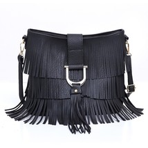 Korean Fashion Women Big Capacity Bag 2022 New Soft Leather Tassel Crossbody Bag - £41.42 GBP