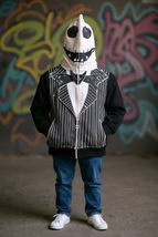 Kids Jack Skellington Mask Hoodie Nightmare Before Christmas Zip Size 7/8 - $27.66