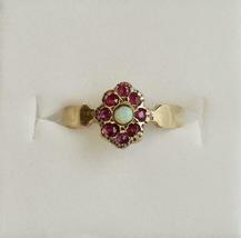1.30Ct Round Cut Fire Opal &amp; Red Ruby Vintage Wedding Ring 14k Yellow Gold Over - £68.90 GBP