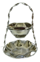 Appetizer Stand Silver Toned Glass &amp; Stainless Steel Removable Glass Chi... - $21.66