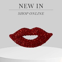 Glamorous Red or White Lips Brooch Pin - Sparkling Rhinestone Design for... - $11.21 CAD