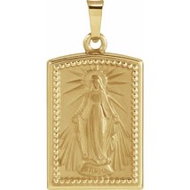14k Yellow Gold Miraculous Medal Pendant - £311.95 GBP