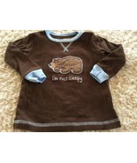 Just One Year Boys Brown Bear IM NOT SLEEPY Long Sleeve Pajama Shirt 12 ... - $6.05 CAD
