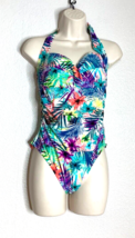Catalina Womens Sz S 4 6 1 Pc Swimsuit Bathing Suit Beach Floral Blue Halter - $19.79