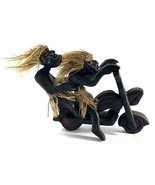 Hand Carved Tribal Biker Couple on Motorcycle Tribal Sculpture Indonesia - $13.48