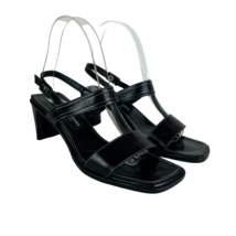 Paul Green Sandals 6.5 Black Leather Ankle Strap Square Toe Wide Block H... - £87.02 GBP