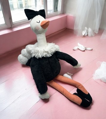 Plush Pillowfort 21&quot; Ballerina Ballet Ostrich Stuffed Animal black bow EUC - $12.86