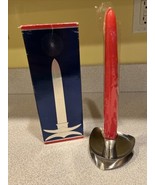 Vtg 1970s DANISH MODERN Stainless Steel Holiday CANDLE SET 8&quot; Tapered Avon - £9.59 GBP