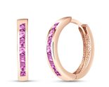 Galaxy Gold GG 14k Rose Gold Hoop Huggie Earring with Pink Sapphires - $806.84