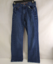Arizona Dark Wash Distressed Whiskered Straight Leg Jeans Boys Size 16 Slim - $14.54