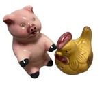 Pink Pig and Chicken Ceramic Figuaral Salt and Pepper Shakers - $10.51