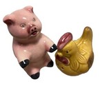 Pink Pig and Chicken Ceramic Figuaral Salt and Pepper Shakers - £8.40 GBP