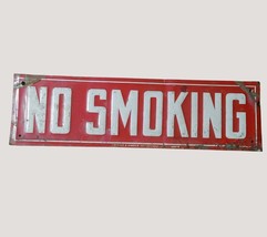 Vintage No Smoking Metal Sign Lansing B Warner Inc Chicago Red  White Decor - £77.01 GBP