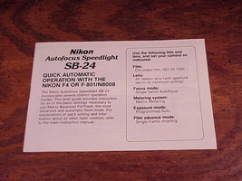 Nikon SB-24 Autofocus Speedlight Instruction Manual Booklet - £5.46 GBP