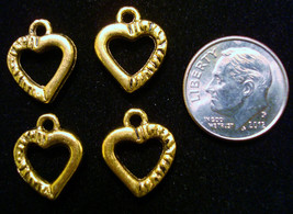 4 -15mm Heart jewelry dangle pendant charms antique gold plated  finding... - £0.78 GBP