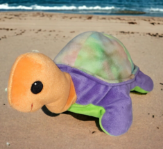 Ty Pillow Pals Plush Snap Turtle Tortoise Tie Dye Purple Orange Green 1998 12&quot; - £7.49 GBP