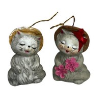 Set Of Two Ceramic Cat Bells Vintage Anthropomorphic Kitty Cat Kitten Or... - £15.50 GBP