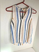 A New Day Womens Sz XS Striped Sleeveless TankL Top Shirt Hi Low Hem blu... - $7.92