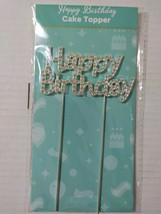 1 Pcs Silver Happy Birthday Pearl Rhinestone Cake Topper Adults Kids Par... - $11.58