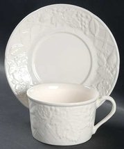 Mikasa English Countryside-White Flat Cup &amp; Saucer Set, Fine China Dinnerware - £17.45 GBP