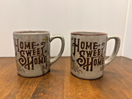 2 Vtg Coffee Cup Mug Made In Japan Speckled Stoneware Home Sweet Home Farmhouse - £12.55 GBP