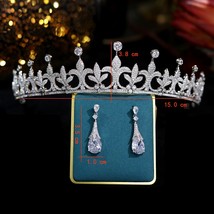 European Queen Crown Bridal Hair Accessories Elegant Crystal Headdress Zircon Ti - £111.16 GBP