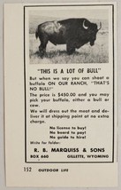 1954 Print Ad Buffalo Hunting on RB Marquis &amp; Sons Ranch Gillette,Wyoming - £7.06 GBP