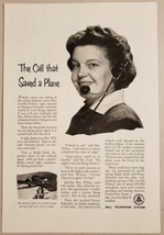 1952 Print Ad Bell Telephone System Phone Operator Helps Land Plane in S... - £9.17 GBP