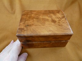 (BOX-506) large BURL BOX hinged Thuya Wood African carved carving Morocco Exotic - £45.57 GBP