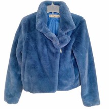K. Zell Paris Blue Faux Fur Plush Jacket Mob Wife Small - £69.85 GBP