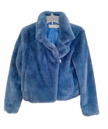 K. Zell Paris Blue Faux Fur Plush Jacket Mob Wife Small - £69.85 GBP