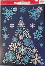 Vinyl Static Window Clings Snowflake Christmas Tree Blue New - £7.08 GBP